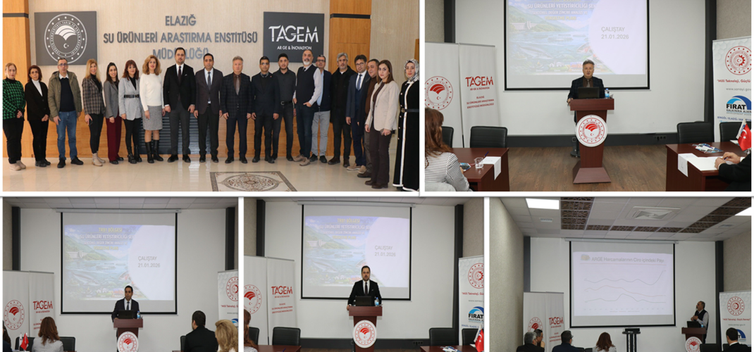 Elazığ Su Ürünleri Araştırma Enstitüsü Müdürlüğümüz ve Fırat Kalkınma Ajansı iş birliğiyle yürütülen TRB1 Bölgesi Su Ürünleri Yetiştiriciliği Sektörü Değer Zinciri Analizi Çalıştayı,  Enstitü Müdürlüğümüz ev sahipliğinde gerçekleştirildi.