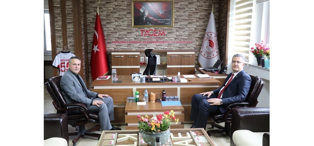 Başlık: Samsun Tarım ve Orman İl Müdürü Kemal Yılmaz, Karadeniz Tarımsal Araştırma Enstitüsü Müdürümüz Doç. Dr. İlyas Deligöz’e ziyarette bulundu.